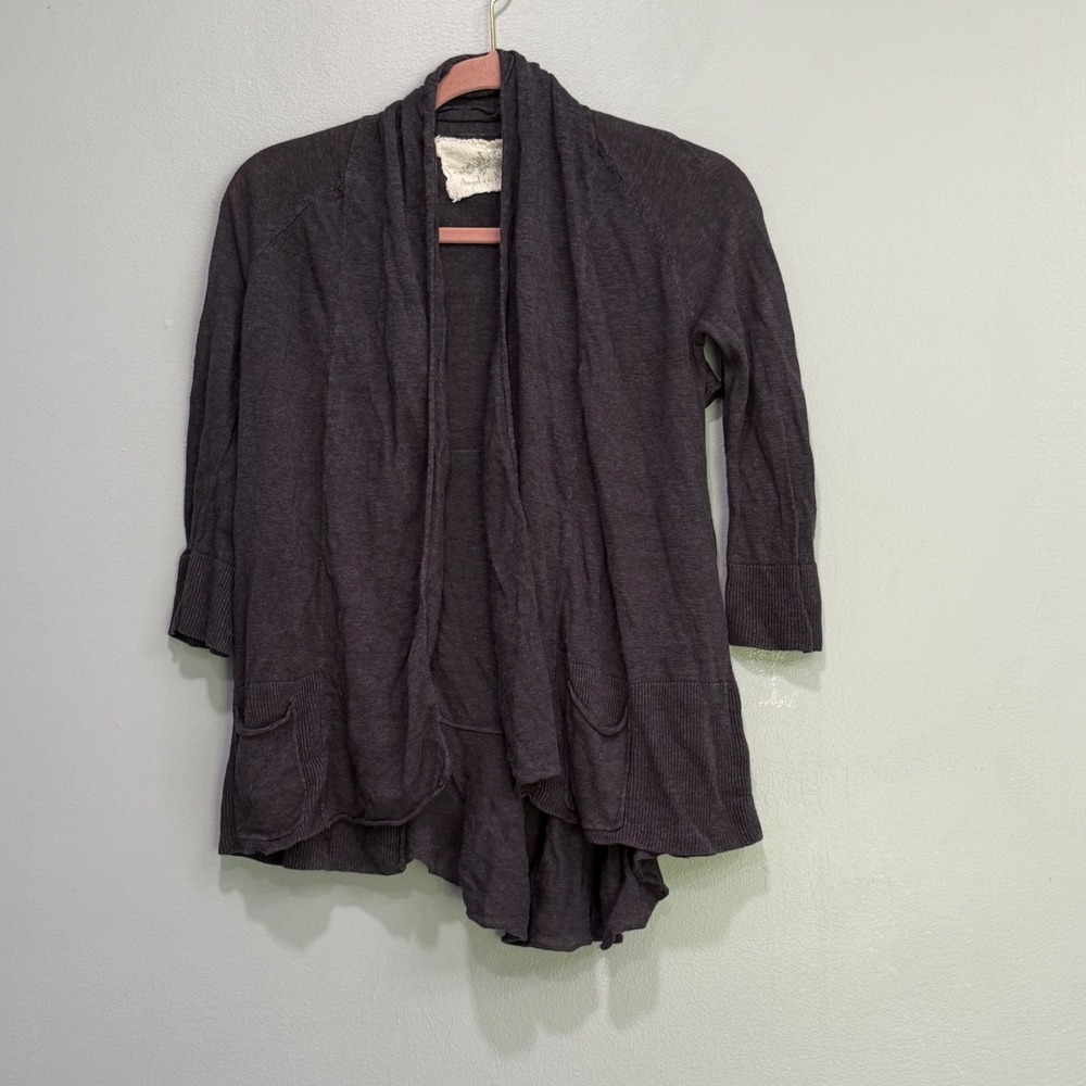 Angel of the North Anthropologie Ruffle Back Linen Blend Cardigan XS